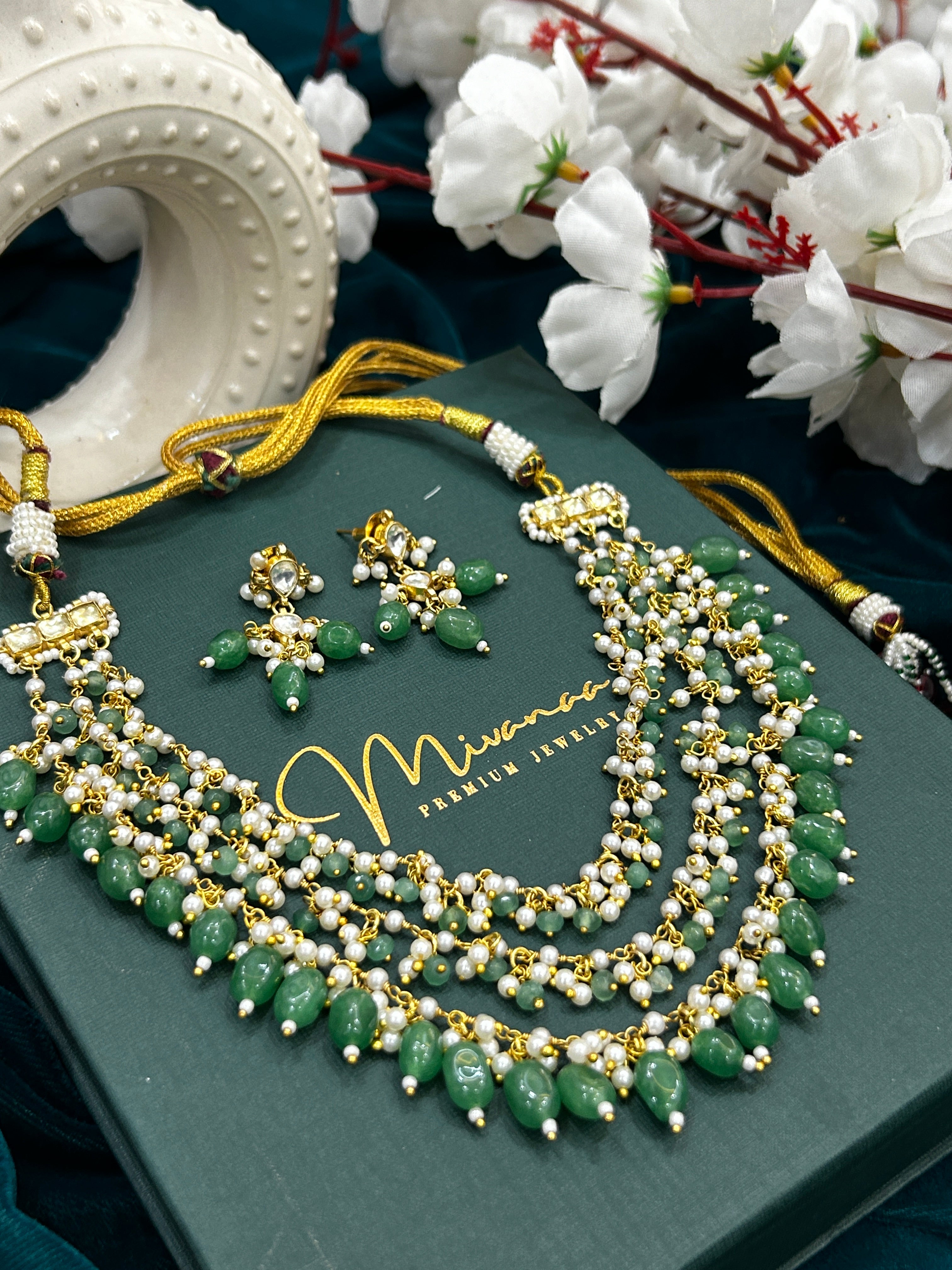 Exquisite Green and Pearl Layered-Mivanaa